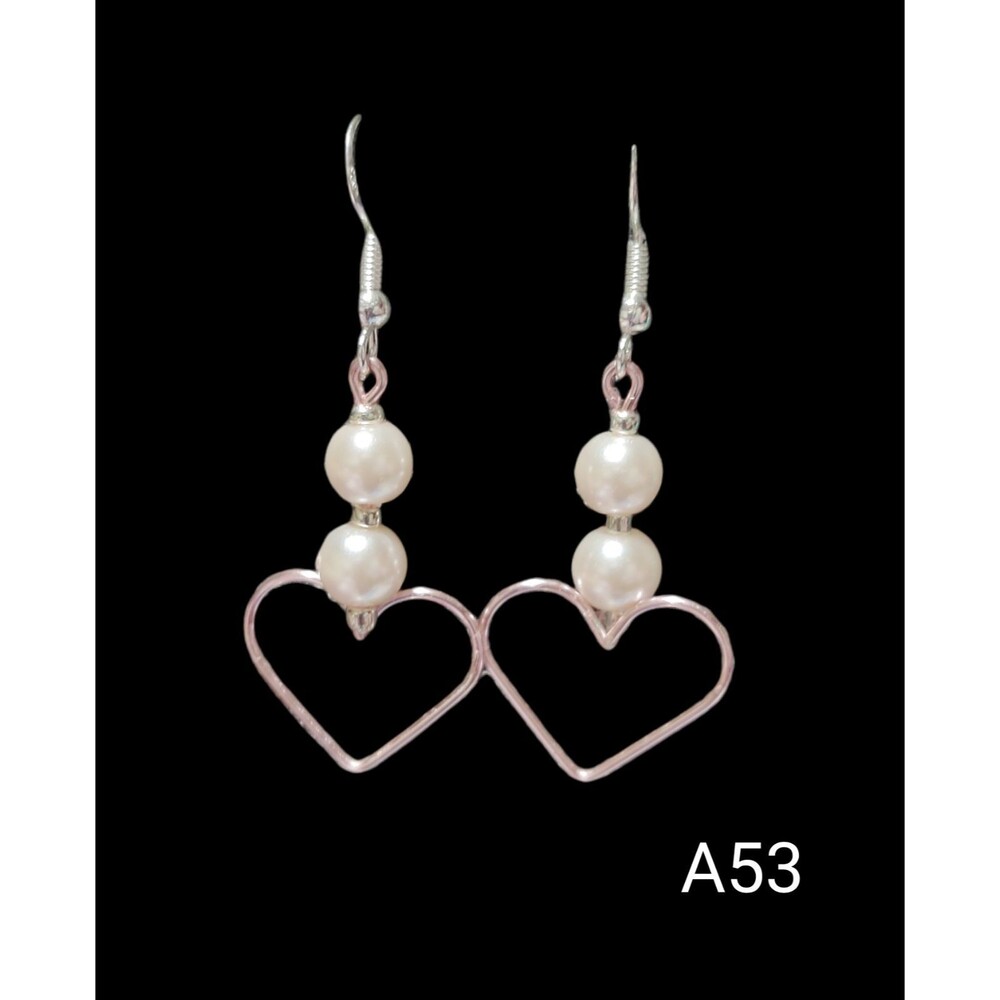 Pink Heart and Pearls Earrings